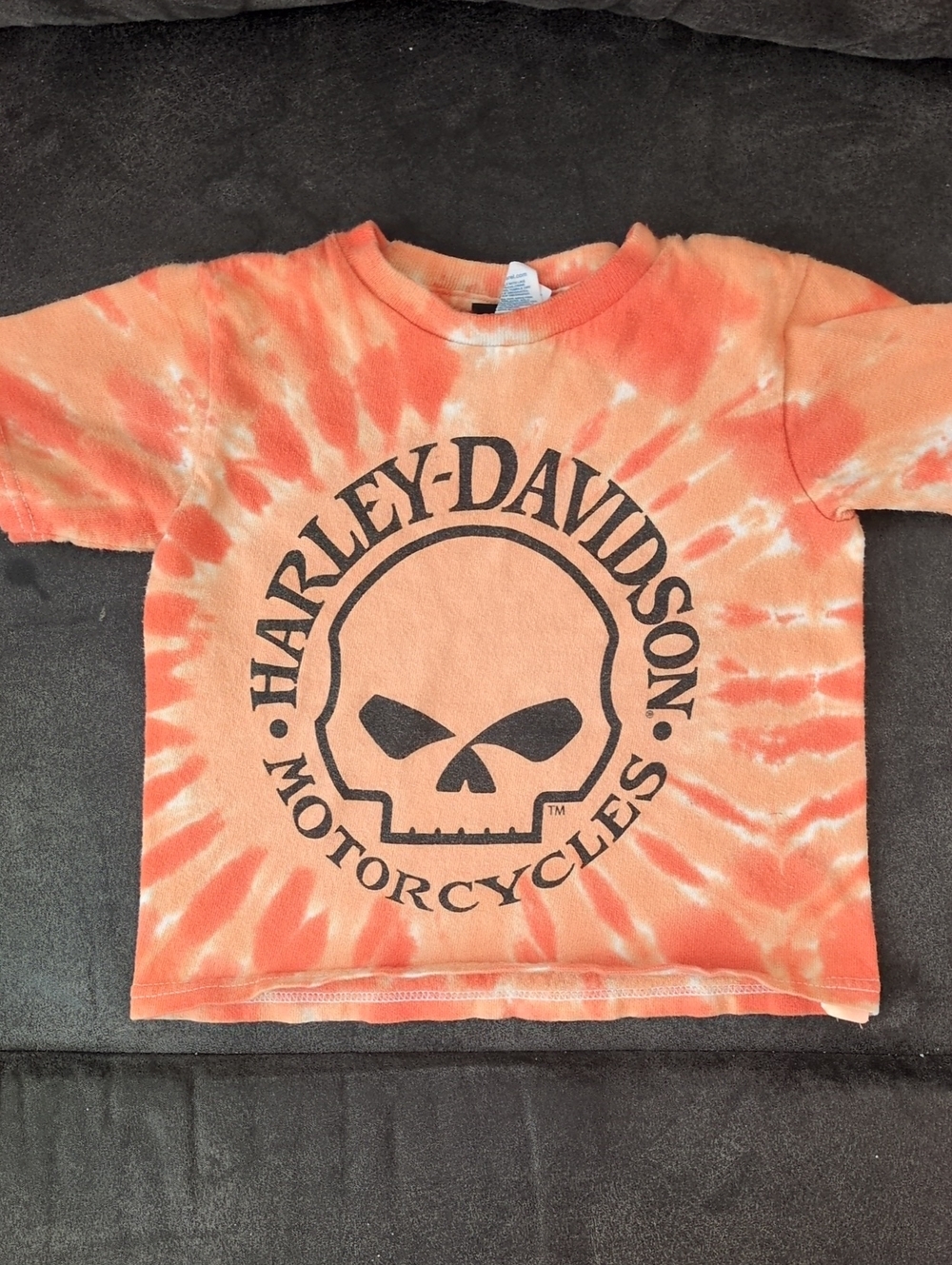 Harley-Davidson Orange Tie-Dye Skull Kids Tee
